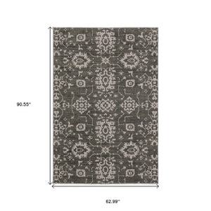 Homeroots 5' Elegant Ivory Oriental Area Rug – Stain Resistant, Perfect For Homes With Kids And Pets, 5x8 5' X 8' Polyester 575409