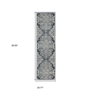 Homeroots 10' Elegant Power Loom Oriental Area Rug In Blue - Stain Resistant, Perfect For Kids And Pets! 8' Runner Polyester 575412