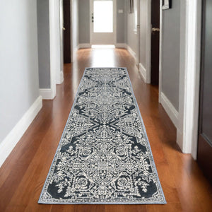 Homeroots 10' Elegant Power Loom Oriental Area Rug In Blue - Stain Resistant, Perfect For Kids And Pets! 8' Runner Polyester 575412