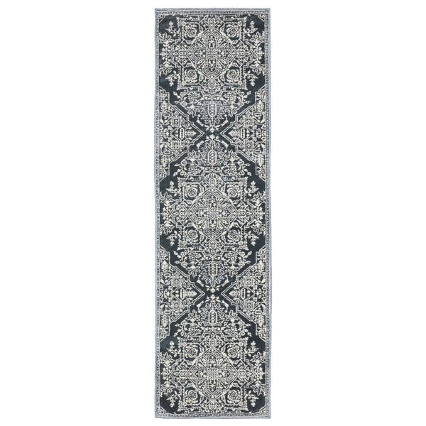 HomeRoots 10' Elegant Power-Loomed Oriental Area Rug for High-Traffic Spaces - Stain-Resistant & Durable Design 8' Runner 575412