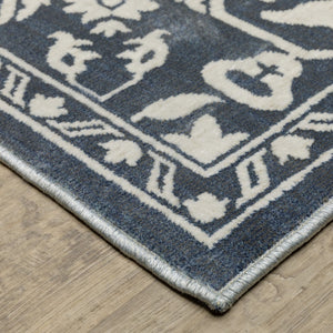 Homeroots 10' Elegant Power Loom Oriental Area Rug In Blue - Stain Resistant, Perfect For Kids And Pets! 8' Runner Polyester 575412