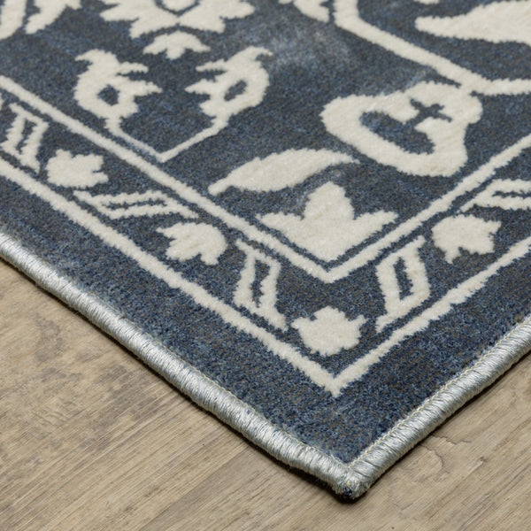 Homeroots 10' Elegant Power Loom Oriental Area Rug In Blue - Stain Resistant, Perfect For Kids And Pets! 8' Runner Polyester 575412