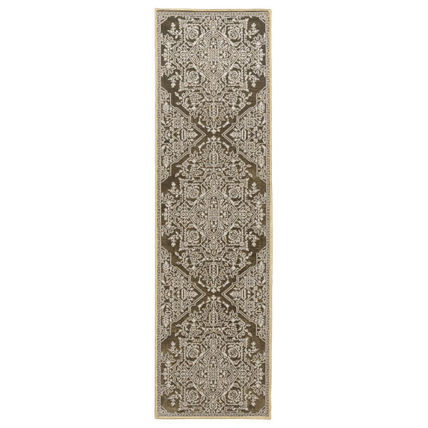 HomeRoots 10' Elegant Power-Loomed Oriental Area Rug for High-Traffic Spaces - Stain-Resistant & Durable Design 8' Runner 575413