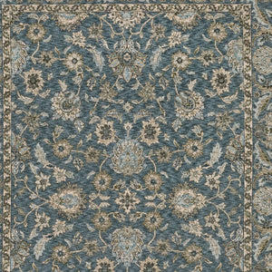 Homeroots 5' Elegant Beige And Blue Oriental Area Rug With Fringe - Stain Resistant And Timeless Design 3' X 5' Polyester 575415
