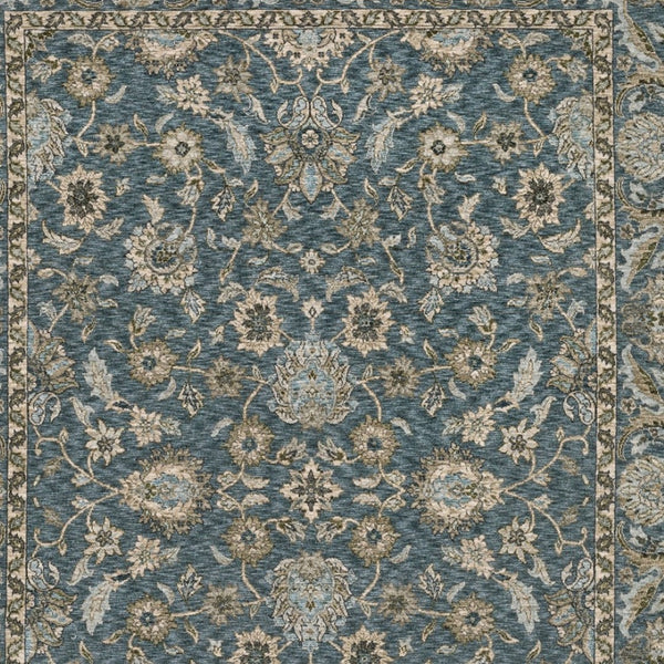 Homeroots 5' Elegant Beige And Blue Oriental Area Rug With Fringe - Stain Resistant And Timeless Design 3' X 5' Polyester 575415