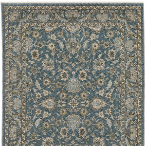 Homeroots 5' Elegant Beige And Blue Oriental Area Rug With Fringe - Stain Resistant And Timeless Design 3' X 5' Polyester 575415