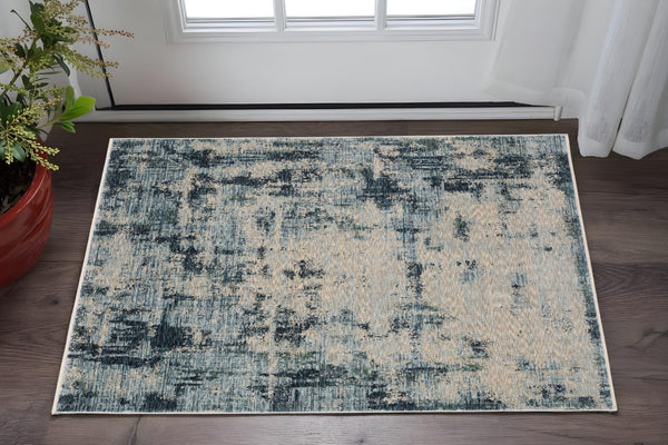 Homeroots 5' Beige Abstract Area Rug With Fringe – Stylish, Stain-resistant Design For Home Décor & Comfort 3' X 5' Polyester 575420