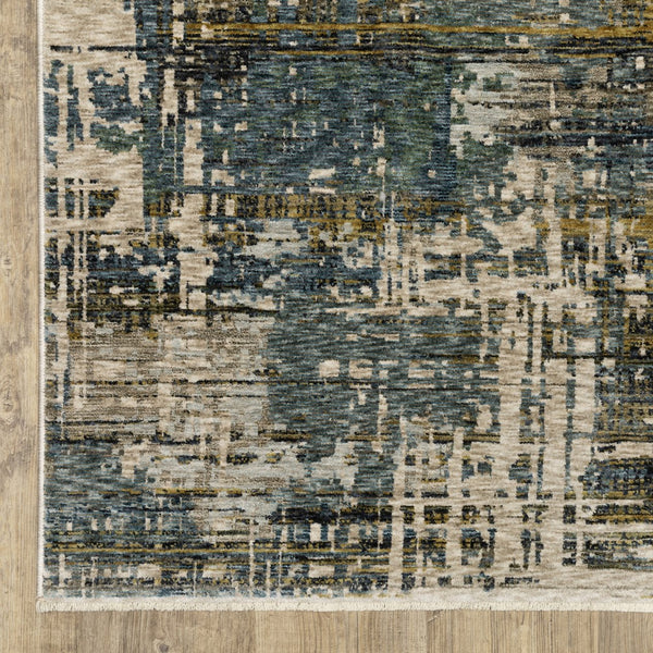 Homeroots 5' Blue Abstract Power Loom Area Rug With Elegant Fringe For A Stylish And Stain-resistant Home 3' X 5' Polyester 575421