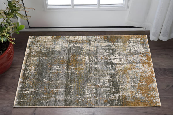 Homeroots 3' Gray Abstract Area Rug With Fringe - Stain Resistant Design For Stylish Home Décor And Comfort 3' X 5' Polyester 575422