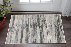 Homeroots 3' Gray Abstract Power Loom Area Rug With Fringe - Stylish, Stain-resistant Design For Any Decor 3' X 5' Polyester 575423