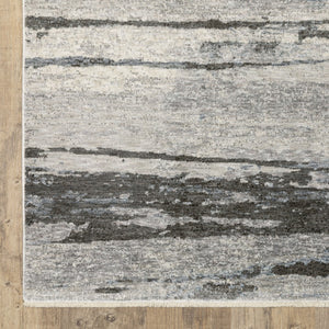 Homeroots 3' Gray Abstract Power Loom Area Rug With Fringe - Stylish, Stain-resistant Design For Any Decor 3' X 5' Polyester 575423