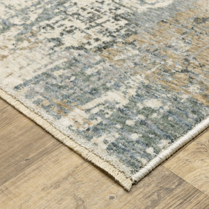 Homeroots 5' Beige Abstract Power Loom Area Rug With Fringe – Stylish, Stain-resistant Design For Any Room 3' X 5' Polyester 575424