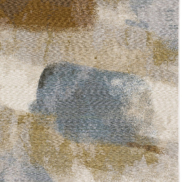 HomeRoots 5' Beige and Rust Abstract Distressed Area Rug with Fringed Tassels for Modern Elegance in Any Room 3' X 5' 575425
