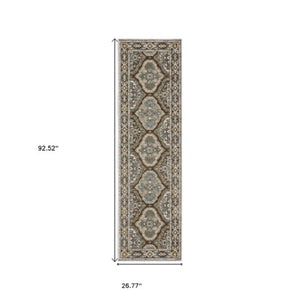 Homeroots 5' Enhance Your Space With A Blue Medallion Area Rug – Stain Resistant And Stylish Design! 8' Runner Polyester 575429