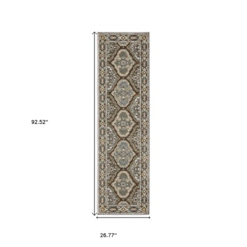 Homeroots 5' Enhance Your Space With A Blue Medallion Area Rug – Stain Resistant And Stylish Design! 8' Runner Polyester 575429
