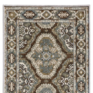 Homeroots 5' Enhance Your Space With A Blue Medallion Area Rug – Stain Resistant And Stylish Design! 8' Runner Polyester 575429