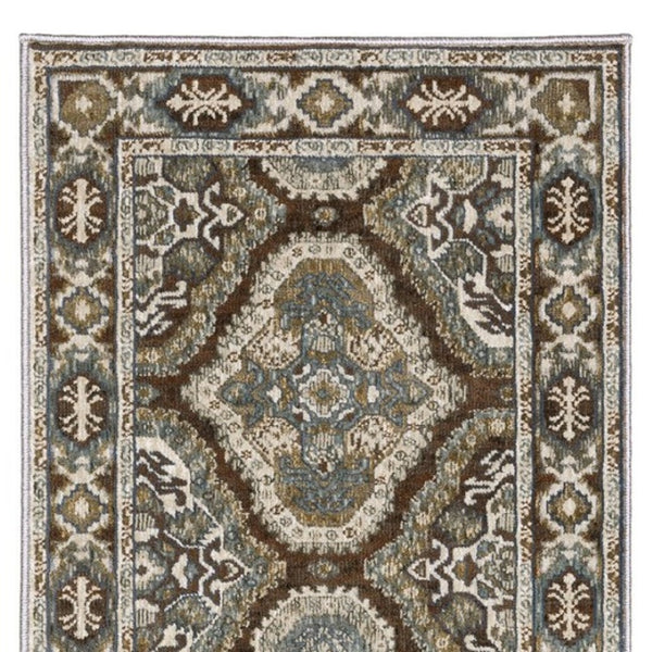 Homeroots 5' Enhance Your Space With A Blue Medallion Area Rug – Stain Resistant And Stylish Design! 8' Runner Polyester 575429
