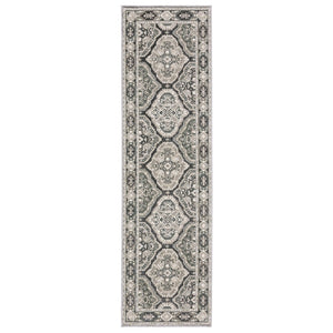 HomeRoots 5' Elegant Blue and Gray Medallion Area Rug – Durable, Stain-Resistant Design for Any Room Style 8' Runner 575430