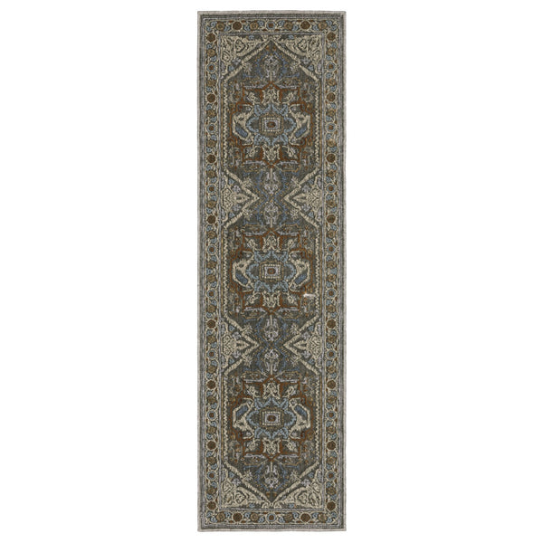 Homeroots 5' Blue Medallion Area Rug - Stylish Stain-resistant Design For Kids And Pets, Perfect For Any Room 8' Runner Polyester 575431