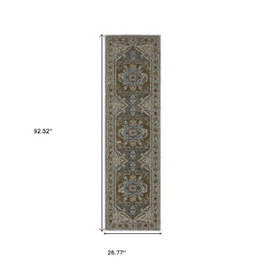 Homeroots 5' Blue Medallion Area Rug - Stylish Stain-resistant Design For Kids And Pets, Perfect For Any Room 8' Runner Polyester 575431