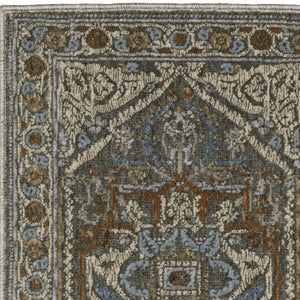 Homeroots 5' Blue Medallion Area Rug - Stylish Stain-resistant Design For Kids And Pets, Perfect For Any Room 8' Runner Polyester 575431