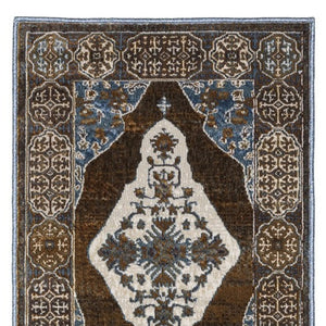 Homeroots 4' Gray Medallion Area Rug – Stain-resistant, Soft Texture, Perfect For Kids & Pets, Stylish Decor 8' Runner Polyester 575432