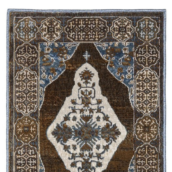 Homeroots 4' Gray Medallion Area Rug – Stain-resistant, Soft Texture, Perfect For Kids & Pets, Stylish Decor 8' Runner Polyester 575432