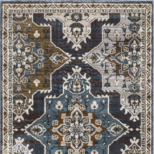 Homeroots 10' Blue Medallion Area Rug - Stain Resistant, Stylish Design For Living Spaces With Kids & Pets 8' Runner Polyester 575433