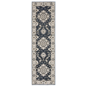 Homeroots 5' Blue Oriental Area Rug - Stylish, Stain Resistant Living Room Essential For Kids And Pets 8' Runner Polyester 575434