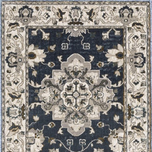 Homeroots 5' Blue Oriental Area Rug - Stylish, Stain Resistant Living Room Essential For Kids And Pets 8' Runner Polyester 575434