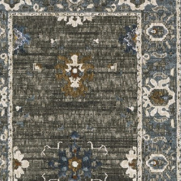 Homeroots 5' Elevate Your Space With A Stunning Blue Oriental Area Rug – Stain Resistant & Stylish Design! 8' Runner Polyester 575435