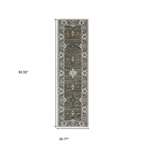 Homeroots 5' Elevate Your Space With A Stunning Blue Oriental Area Rug – Stain Resistant & Stylish Design! 8' Runner Polyester 575435