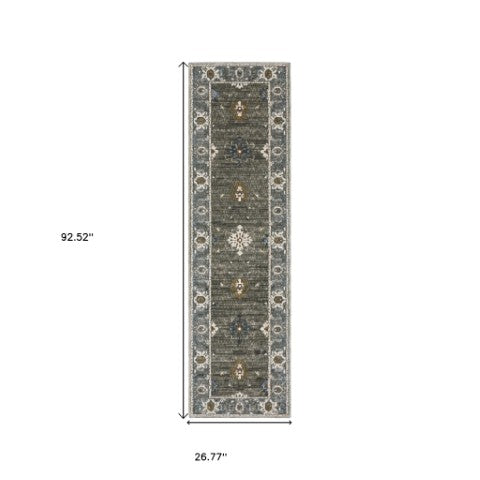 Homeroots 5' Elevate Your Space With A Stunning Blue Oriental Area Rug – Stain Resistant & Stylish Design! 8' Runner Polyester 575435