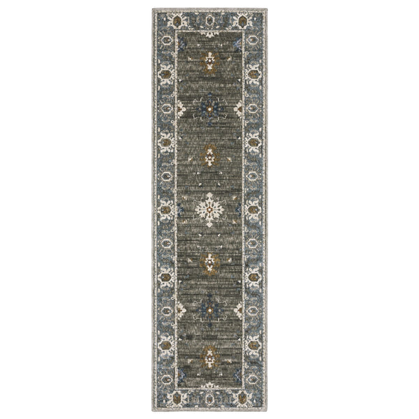 Homeroots 5' Elevate Your Space With A Stunning Blue Oriental Area Rug – Stain Resistant & Stylish Design! 8' Runner Polyester 575435