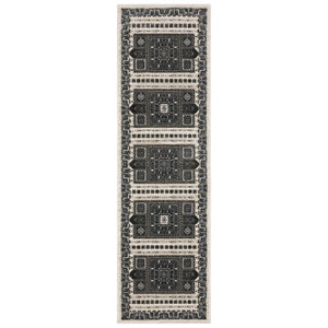HomeRoots 3' Gray and Blue Medallion Area Rug - Timeless Elegance, Durable & Stain Resistant for Any Room 2'3" x 7'6" 575438