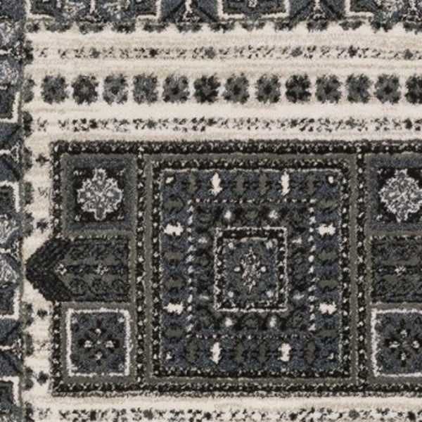 Homeroots 3' Gray Medallion Area Rug - Stylish, Stain-resistant, Perfect For Kids And Pets, Elevate Your Space! 2'3" X 7'6" Polypropylene,Polyester 575438