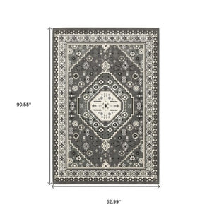 Homeroots 3' Gray Medallion Area Rug – Stylish, Stain-resistant Design To Elevate Your Living Space Decor 5' X 8' Polypropylene,Polyester 575439