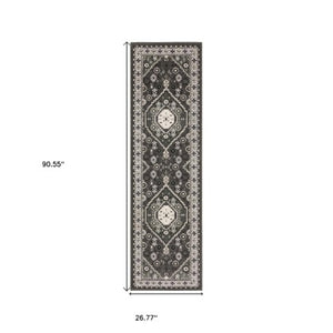 Homeroots 3' Gray Medallion Area Rug – Stylish, Stain-resistant Design To Elevate Your Living Space Decor 8' Runner Polypropylene,Polyester 575440