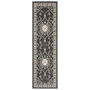 HomeRoots 3' Gray and Ivory Medallion Area Rug - Timeless Elegance for High-Traffic Spaces, Durable & Stylish 8' Runner 575440