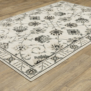Homeroots 3' Ivory Oriental Area Rug - Stylish, Stain-resistant Design Perfect For Homes With Kids & Pets 5' X 8' Polypropylene,Polyester 575441