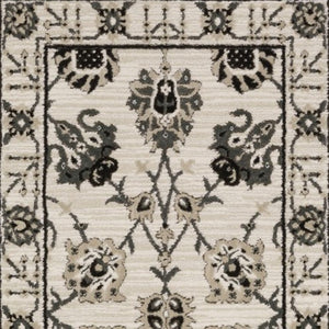 Homeroots 3' Ivory Oriental Area Rug - Stylish, Stain-resistant Design Perfect For Homes With Kids & Pets 8' Runner Polypropylene,Polyester 575442