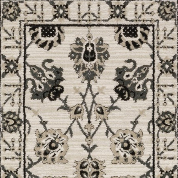 Homeroots 3' Ivory Oriental Area Rug - Stylish, Stain-resistant Design Perfect For Homes With Kids & Pets 8' Runner Polypropylene,Polyester 575442