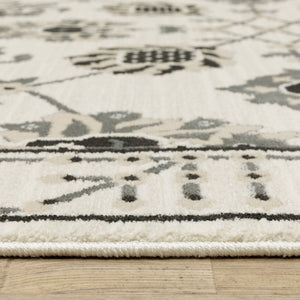 Homeroots 3' Ivory Oriental Area Rug - Stylish, Stain-resistant Design Perfect For Homes With Kids & Pets 8' Runner Polypropylene,Polyester 575442