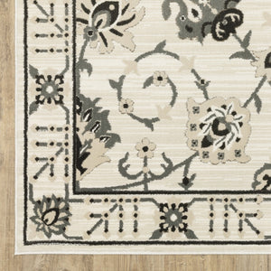 Homeroots 3' Ivory Oriental Area Rug - Stylish, Stain-resistant Design Perfect For Homes With Kids & Pets 8' Runner Polypropylene,Polyester 575442