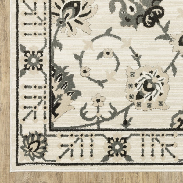 Homeroots 3' Ivory Oriental Area Rug - Stylish, Stain-resistant Design Perfect For Homes With Kids & Pets 8' Runner Polypropylene,Polyester 575442