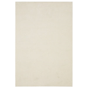 HomeRoots 3' Stylish Ivory and Beige Geometric Area Rug - Durable, Low-Maintenance Design for Modern Homes 5' X 8' 575443
