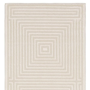Homeroots 3' Stylish Ivory Geometric Power Loom Area Rug - Perfect For Homes With Kids And Pets, Stain Resistant 8' Runner Polypropylene,Polyester 575444