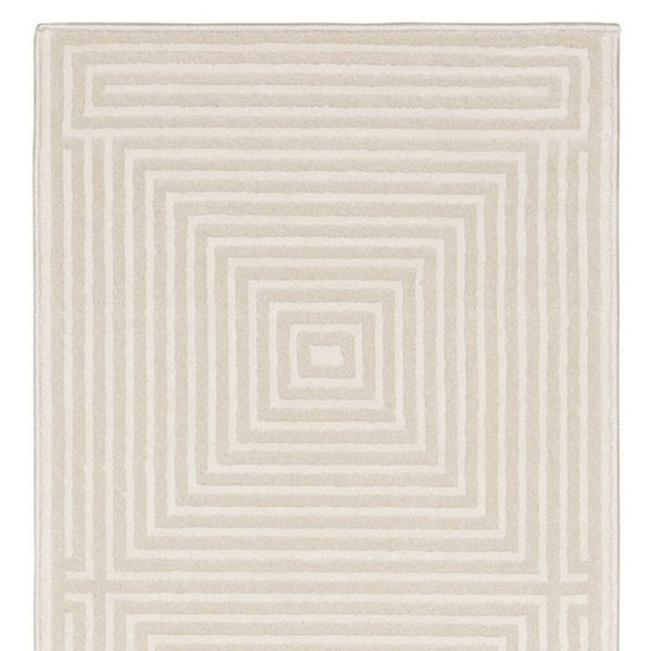 Homeroots 3' Stylish Ivory Geometric Power Loom Area Rug - Perfect For Homes With Kids And Pets, Stain Resistant 8' Runner Polypropylene,Polyester 575444