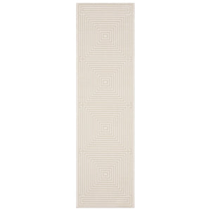 HomeRoots 3' Stylish Ivory and Beige Geometric Area Rug - Durable, Low-Maintenance Design for Modern Homes 8' Runner 575444