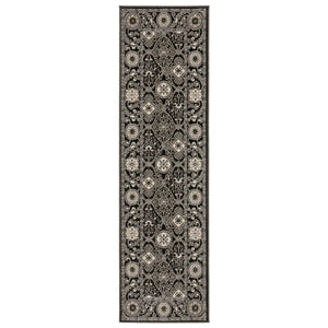 Homeroots 3' Charcoal Oriental Area Rug - Stylish, Stain-resistant Design For Warmth And Elegance In Any Room 8' Runner Polypropylene,Polyester 575446